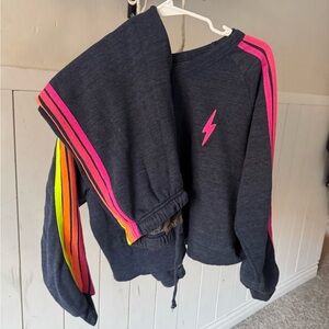 Aviator Nation Dark Gray Pants with Neon Stripes